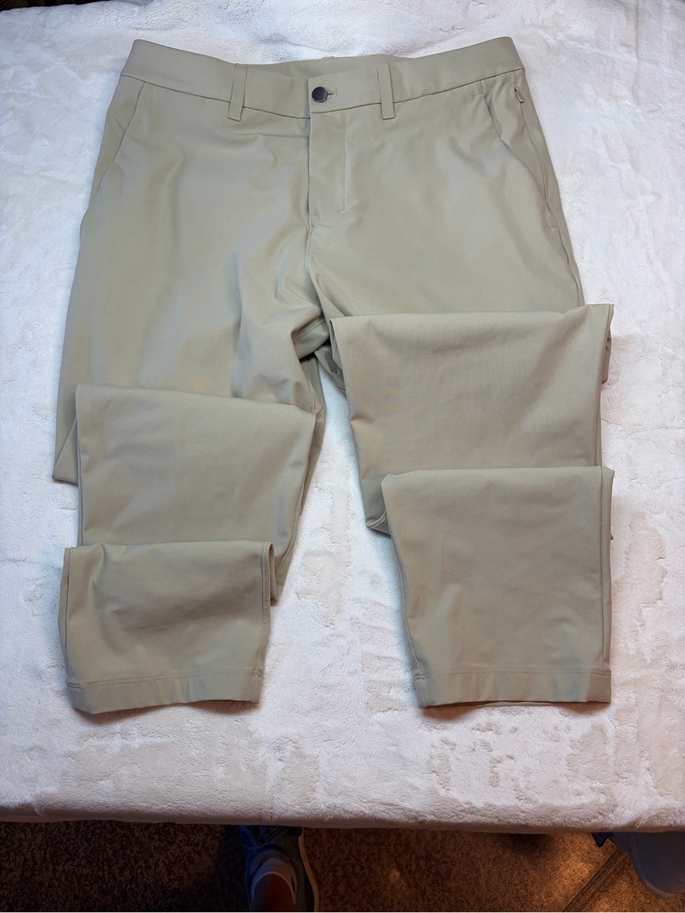 Lululemon Commission Pants Beige Khaki Tan Slim Fit ABC Stretch Mens Size 33